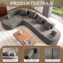 327cm Large, Thick, Fitted With A Sofa With A Knob And A Cloudy Couch, The Elegant Construction Is And One Of The Three-Tier Models, It Must Be Included, And It Cannot Be Left Behind. - Gray - View 5