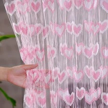 1pc Cute Romantic Dual-Color Heart String Tassel Curtain, 39.37in X 78.74in, Decorative Curtain, Suitable For Kindergarten Decoration - Pink - View 4