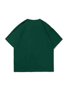 Men's Inspirational Slogan Print Round Neck Short Sleeve T-Shirt, Summer - Dark Green - View 5