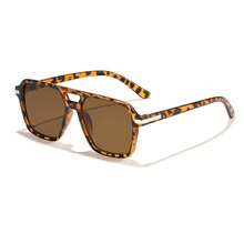 1 Pair Fashion Double-Bridge Aviator Fashion Glasses For Women - màu nâu - Xem 7