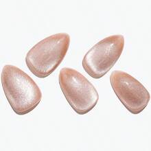 GLAMERMAID Pink Magnet Eyes Press On Nails Short Almond, Handmade Gel Nail Kit, Ombre Glitter Magnetic Glue On Nail Stiletto, Medium Oval Stick On False Nail Women - Rhodonite trần - Xem 3