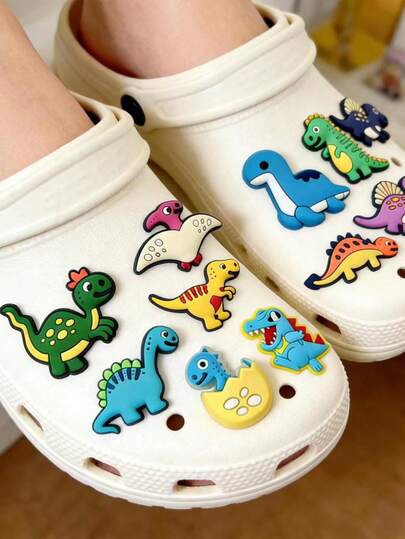 5pcs/10pcs/100pcs Dinosaur Cave Night Light DIY Shoe Decor, PVC Soft Rubber Shoe Buckle, Garden Shoe Ornament
