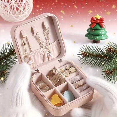 1pc Valentine's Day Gift - Girl's Travel Jewelry Box | Unique Christmas Gift For Women, Friends | Personalized Gift For Friends - Initial Jewelry Box