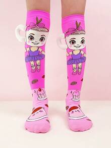 1双儿童过膝袜，可爱咖啡杯图案，3D咖啡杯装饰，趣味十足，四季皆宜，是节日礼物、儿童派对、情人节、复活节、节假日、户外和日常穿着的理想选择。 - 淺粉色 - 查看 2