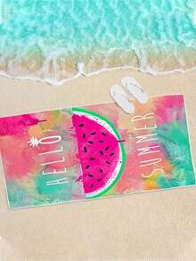 1pc Watermelon Splash-Proof Beach Towel - Quick Dry, Soft, Sand-Free Super Fiber, Suitable For Pool, Bathroom, Travel And Camping - Hello Summer Design, Fits Adults, Watermelon Decor - Multicolor - View 9