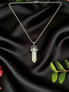 1pc Women's Hexagonal Opal Pendant Necklace, Suitable For Daily Wear - Opal - View 5
