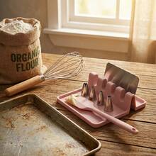 1/2pcs Kitchen Spatula Rack Pot Lid Rack Shelves Countertop Shovel Spoon Shelf Soup Spoon Pad Put Soup Spoon Chopsticks Holder - Multicolor - View 4