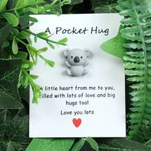 1/5件装可爱、励志、暖心的考拉拥抱卡片 - 卡通动物吊坠，适合DIY手工制作、节日派对礼物、教师节礼物 - 彩色 - 查看 8