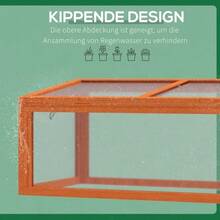 Cold Frame Greenhouse With Cover, Weatherproof, Made Of Wood And Polycarbonate, Orange, 90 X 46 X 40 Cm - Burnt Orange - View 2