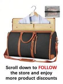 Garment Bag For Travel,Carry On Garment Bag,3In 1 Hanging Suitcase Suit Weekender Travel Bag,Set Of 2 With Washbag,Convertible Garment Bag With Shoulder Strap,Hanging Suitcase Suit Travel Bags Gym Bag Big Bag Overnight Bag For Sport For School For Holiday,Transparent Wash Bag Color Random For Suitcase Duffle Bag Weekend Bag Duffel Bag For Luggage Carry On Bag College Bag Luggage Bags Weekender Bag Hospital Bag Holiday Winter - 黑色 - 查看 2