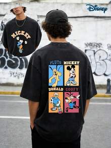 [Disney Authorization]Disney Mickey Mouse, Donald Duck, Goofy, And Pluto Graphic Print T-Shirt Made From 100% Cotton,Graphic Tees Men,Men's Summer Wear,Retro Mickey And His Friends' T-Shirts, Disney Theme Park T-Shirts, Suitable For Gatherings, Daily Wear, And Vacations, Streetwear - Noir - Voir 3
