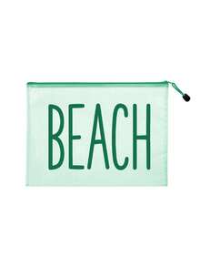 Multi-Color Waterproof Fashion Mesh Fabric Beach Bag, Make Up Bag With Color "Beach"Printing, Beach Theme. Large Capacity Transparent Cosmetic Bag, Toiletry Bag With Nylon Zipper - Lightweight, Storing Sunscreen, Snacks, Bikinis, And Beach Essentials. Spring And Summer Storage, Durable, Very Suitable For Swimming - MultiWarna - View 12