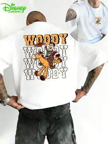 Authorized By Disney, Disney Toy Story Woody T-Shirt Is Full Of American Retro Prints, Suitable For Everyday Street Wear, Necessary In Summer, And A Gift For Disney Lovers. - White - View 1