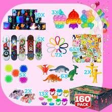 160 Pcs Fidget Toys Party Favors Pack, Randomly Selected Sensory Set Gifts Stickers Kids Adults Boy Girl Stocking Stuffers Autistic Bulk Goodie Bag Filler Box Classroom Prizes School,Birthday,Party Gifts,Decompression - 160件套多件裝 - 查看 7