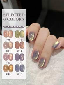 Miss Leia 15ml Sunset Gold Glass Bead Cat Eye Gel Nail Polish, Color Gel Clear Coat, Beginner Nail Art, UV LED Curing, Soakable Semi-Permanent, Suitable For Beauty Salon Nail Salon Sets, DIY, Holiday Party Gifts For Women, Nail Art Supplies - Multicolor - View 3