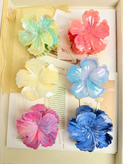 1pc/3pcs/6pcs Women's Claw Clips, New European And American Curly Flower Claw Clips, Colorful Fashion High-End Hair Clips, Hair Claw Hair Accessories Fashion Hair Clutch