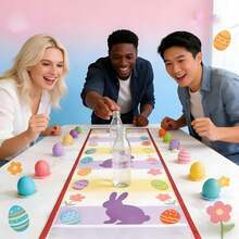 1pc-Aster Party Game Tablecloth - Rollable Egg Rolling Competition Mat, Digitally Printed Polyester For Kids Activities, Family Gatherings & Holiday Events - Multicolor - View 1