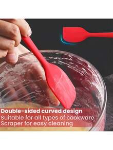 Juego de 6 piezas de herramientas de silicona resistentes al calor - Espátula y brocha de untar combinadas - Utensilios de cocina antiadherentes y fáciles de limpiar para cocinar, asar a la parrilla, decorar pasteles - Multicolor - Ver 3