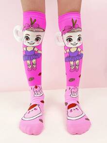 1双儿童过膝袜，可爱咖啡杯图案，3D咖啡杯装饰，趣味十足，四季皆宜，是节日礼物、儿童派对、情人节、复活节、节假日、户外和日常穿着的理想选择。 - 淺粉色 - 查看 7