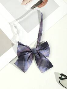 1件女士休闲格纹条纹领结，适合约会、日常穿着、上学、拍照、旅行等场合。 - 彩色 - 查看 2