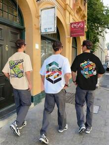 3pcs/Set Teen Boy Graphic Summer Short Sleeve T-Shirts, Street Style Combination, Soft & Comfortable Summer Tops, Casual Tees For Teenage Boys, Suitable For Weekend Outing/Daily Wear - Multicolor - View 3