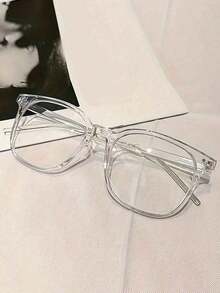 Unisex Glasses - Transparent Black Frames With Face-Contouring Design! Contemporary Campus Style For Men & Women. Perfect For Back-To-School Season & Fall Fashion! - 黑色 - 查看 4