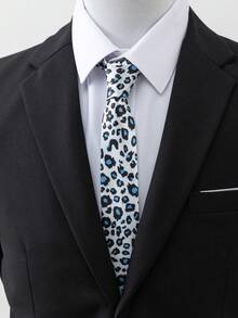 1 pièce Cravate à motif floral jacquard rayé léopard pour homme, cravate de soirée formelle, accessoire, cadeau de festival, de remise des diplômes - Multicolore - Voir 2
