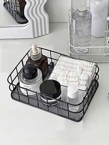 1pc Iron Square Large Capacity Cosmetic Storage Box, Jewelry Box, Makeup Brush & Perfume Organizer, Dresser Decor, Travel Essential Gift For Women - New Model, Practical and Beautiful - View 7
