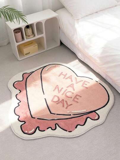 1pc Pink Sweet Heart-Shaped Irregular Floor Mat, Chocolate Heart Print Pattern, Non-Slip Cartoon Decorative Carpet, Soft Plush Rug, Suitable For Daily Home, Birthday Party, Wedding, Decorative Carpet, Bedroom Decor, Small Rug, Carpet, Home Decor, Living Room Carpet, Living Room Small Rug, Bedroom Carpet, Living Room Home Decor, Outdoor Rug, Washable Carpet