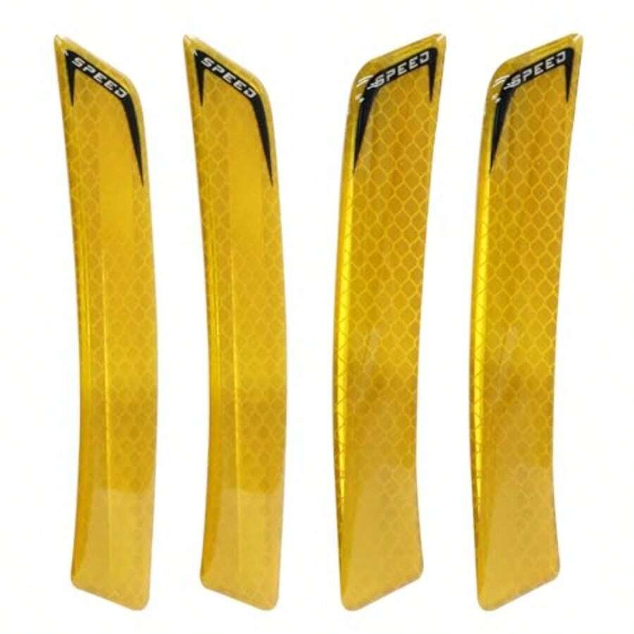 4Pcs Car Reflective Trim Side Marker Stickers Door Reflector Guard Automotive Exterior Accessories Truck Wheel Well Arch Bumper Fenders Yellow - 如圖 - 查看 1