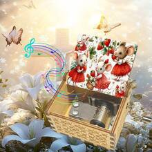 Strawberry Mouse Hand-Cranked Music Box - Wooden Battery-Free Music Box, Plays "You Are My Sunshine", Suitable As A Birthday Gift For Girls And Children - Strawberry Mouse Music Box - View 2