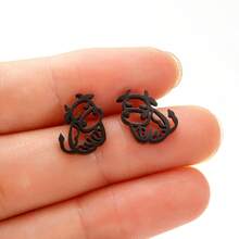 一对迷你圣诞雪花耳钉，不锈钢伞形小耳环，可爱时尚饰品，派对礼物 - 銀色 - 查看 7