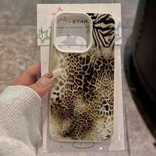 1pc Vintage Zebra & Leopard Print TPU Phone Case Compatible With IPhone// Smartphones - 白色 - 查看 3
