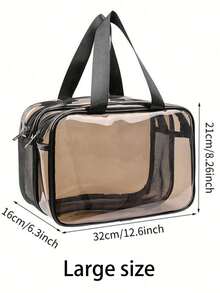 1pc Transparent Visible Travel Bag, Multifunctional Waterproof Handbag Cosmetic Bag, Large Capacity Double-Layer Travel Makeup Bag For Cosmetics And Skincare Storage, Mom's Gift, Beach Essential, Beach Accessories, Beach Supplies, Holiday Bag For Winter And Autumn Holidays, Valentine's Day Holiday Essentials,Pouch,Makeup Pouch,Travel Essential - Multicolor - View 10