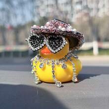 1pc Black Diamond Rubber Duck Car Decor - Fun Office Gift, Cool Dashboard Decoration, Suitable For Car Accessories, Quirky Design On Black Body, Durable PVC Material, Easy To Install, Highly Recommended - one-size - View 13