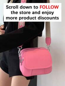 Korean Style Niche Design Minimalist Small Square Bag, Suitable For Students, Fashion Shoulder/Crossbody Bag For Outing, Dating, Shopping, Office, Daily Matching, School, Etc. - Pink - View 3