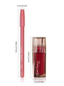 Pudaier 1 Lip Liner + 1 Lip Gloss Set, Long-Lasting Moisturizing, Smooth Application, Perfect Lip Lining, Suitable For All Skin Tones, Great For Music Festivals, Parties, And Valentine's Day Gifts - 09+06 - View 3