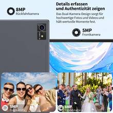 Relndoo Android Tablet, 2026 Android Pad, 10.1-Inch Tablet With Keyboard, 16GB RAM+128GB ROM, T606 8-Core CPU, 2.4G/5G Wi-Fi, 1280*800 HD Touchscreen, 5MP+8MP Dual Camera, Type-C Port, 6000mAh, Supports Up To 1TB SD Card Expansion, With Free Keyboard, Mouse, Pen, Protective Case And Protective Film, Android 14 Tablet, Pad (Without Adapter) - 黑色 - 查看 6