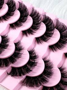 7pairs Manga False Eyelash Classic Russian Volume Eyelash Extension In Cat Eye Style With Mink Hair Material, Natural Looking D Curl Fluffy Fake Eyelashes - Natural Lashes - View 4