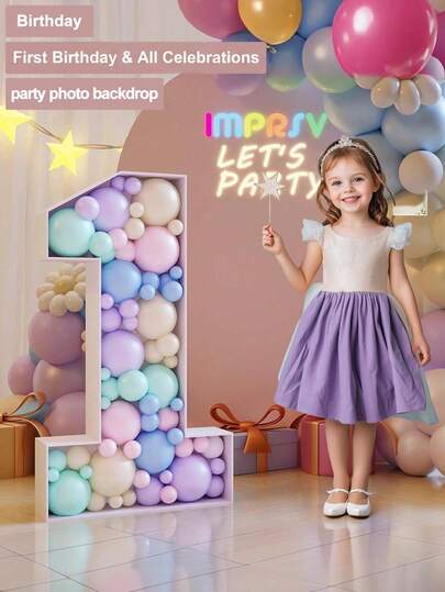 70cm White Mosaic Balloon Number Box - Cardboard | Winter Party Backdrop, Wedding Engagement Prop, First Birthday & Baby Shower Decor & Photo Prop, Christening Anniversary Keepsake & Gift