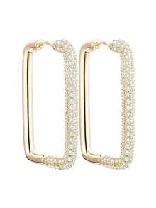 1 đôi bông tai hình chữ nhật đính đá Cubic Zirconia cầu vồng, mạ vàng và bạc, kiểu dáng hình học, trang sức lấp lánh nhiều màu sắc, quà tặng độc đáo cho phụ nữ. - Nhiều màu - Xem 8