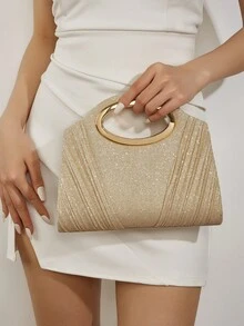 AIBBYDAR Champagne Glitter Handbag, Suitable For Evening Gowns, Holidays, Business, Casual, Minimalist, Dances, Parties, Celebrations - 香檳色 - 查看 2