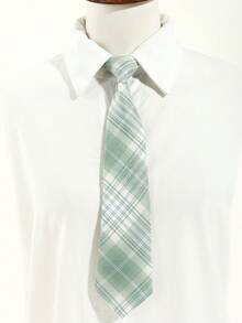 1pc Women's Casual Plaid Striped Cute Light Green Tie Bow Tie, Suitable For Dates, Daily Wear, School, Photo Shoots, Travel Outfits - Multicolor - View 6