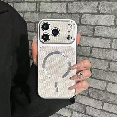 1pc Fashionable Minimalist Denim Texture Magnetic Phone Case Compatible With IPhone 17/17Pro/17Promax/16promax/16/16pro/16plus/15/15promax/15pro/11/12/13/14promax/11pro/11promax/12pro/12promax/13pro/13promax/14pro/14promax, Creative And Elegant