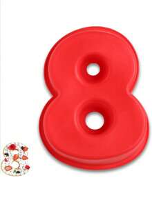 Molde de pastel numérico del 0 al 9 - Molde de pastel de silicona de 10 pulgadas con dígitos, molde de pastel 3D grande de silicona, molde con forma numérica específica, herramienta de decoración, herramienta de horneado antiadherente para galletas y chocolate, adecuado para cumpleaños, bodas, aniversarios y fiestas festivas - Rojo - Ver 12