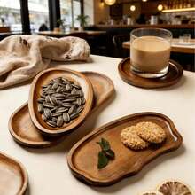 Einzigartige asymmetrische Holztabletts, asymmetrisches Design, geeignet für Kaltplatten, Käse, Obst, Sushi und Heimdekoration - massive Holz Lebensmittel Präsentationstabletts, ideal für Zuhause, Restaurant und Outdoor Camping, Servierplatten, Küchenutensilien, perfektes Einweihungs- oder Neujahrgeschenk, geeignet für verschiedene Anlässe, ganzjährig - Braun - Übersicht 1