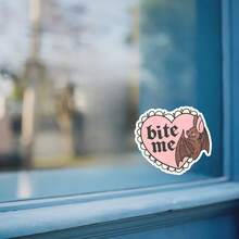 1张粉彩哥特蝙蝠贴纸，“咬我心”笔记本电脑贴纸，可爱诡异乙烯基材质，另类女孩礼物，防水易撕贴水杯贴纸，粉色蝙蝠水瓶贴纸，潮流可爱诡异笔记本乙烯基贴纸，送给哥特女友的完美礼物，卡哇伊吸血蝙蝠汽车贴纸，易于粘贴的粉色爱心笔记本电脑配件 - 彩色 - 查看 10