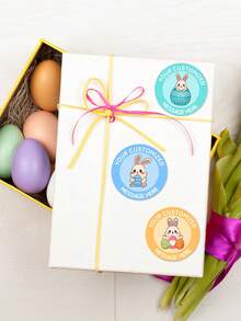 12/24/40pc Custom Personalized Easter Stickers,Custom Bunny Egg Labels,Easter Gift & Bakery Packaging Stickers,Party Favor Seals,Easter Stickers - Multicolor - View 3