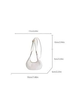 Compact And Lightweight Crescent-Shaped Crossbody Handbag, 2026 New Model, Women's Retro Style, Versatile And Simple Fashionable, Luxurious Bag. - White - View 3