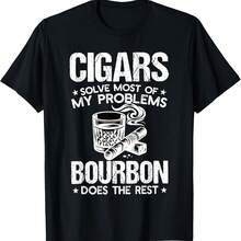 Los puros resuelven la mayoría de mis problemas, el bourbon hace el resto. Camiseta - Negro 1 - Ver 1